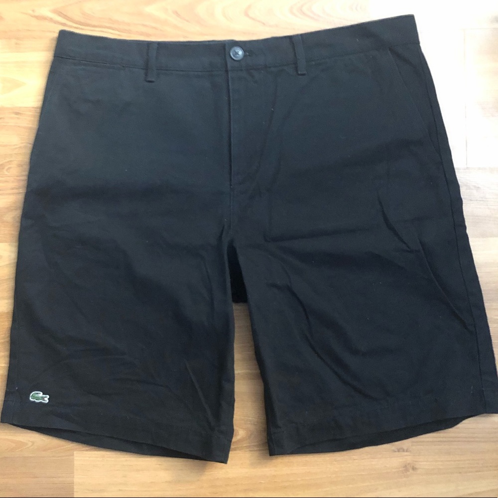 Lacoste regular fit flat-front black shorts sz. 38